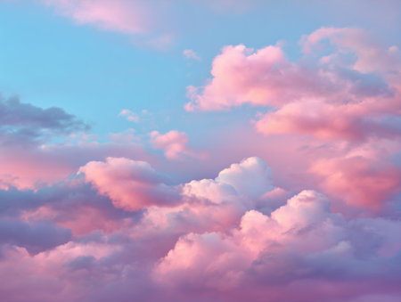 Beautiful clouds at sunset as a background, 3D illustration.の素材