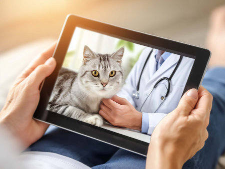 Red apple on the background of the interior of a modern office.の素材