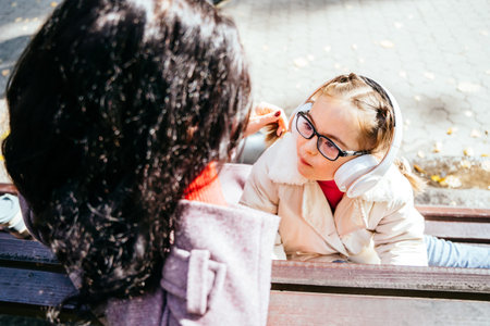 Life in the education age of special children, Happy disability kid concept. Mother and daughter...