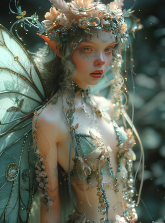 Portrait of a fairy in the forest. The fairy tale.の素材