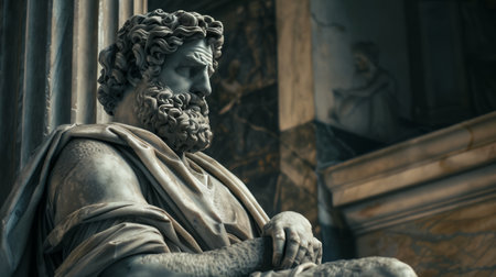 Statue of the Roman Emperor Marcus Aurelius in the Vatican Museumの素材