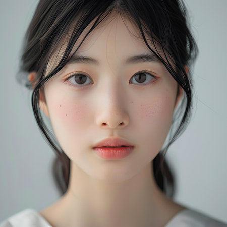 portrait of beautiful asian girl with beauty face and skin careの素材