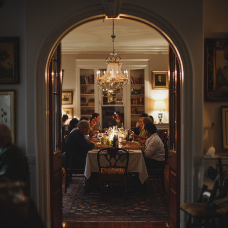 Interior of a restaurant with people sitting at the table and eatingの素材