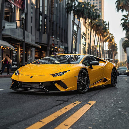 Lamborghini Huracan parked in the streets of Los Angeles.の素材