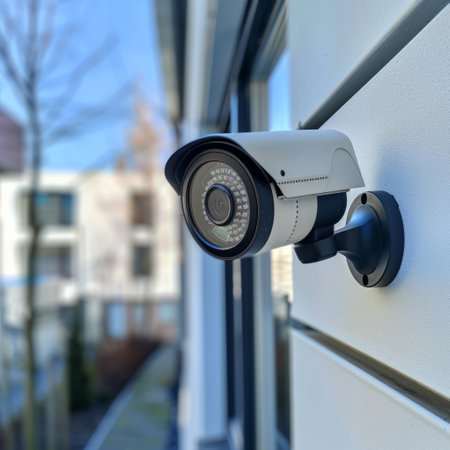 CCTV security camera on the wall of the house. Security camera.の素材
