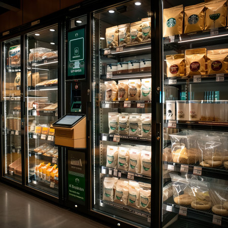 Food and drink section at Dolce & Gabbana store in Milan. Dolce & Gabbana is an Italian food and beverage company.の素材