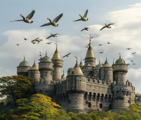 A view of the Wizarding World of Harry Potter in Universal Studios Theme Park.の素材