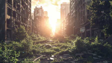 Cityscape of New York City at sunset. 3D Renderingの素材