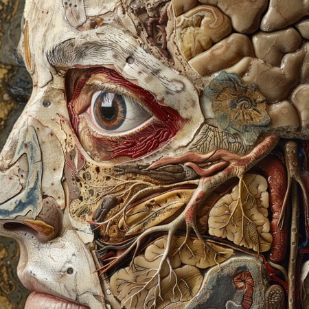 Artificial human body in the form of a skull. Close-up.の素材