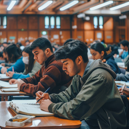 Group of Asian students wearing face mask studying in the classroom at university.の素材