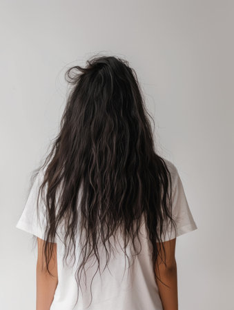 Portrait of a beautiful young brunette woman with long hair.の素材