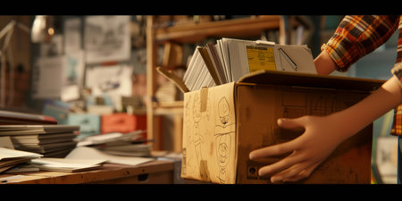 Courier delivers parcels in boxes. Delivery service concept. Selective focus.の素材