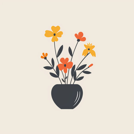 Flowers in a vase. Vector illustration, flat design.の素材