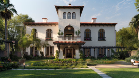 Luxury villa in the tropical garden. Nobody inside.の素材
