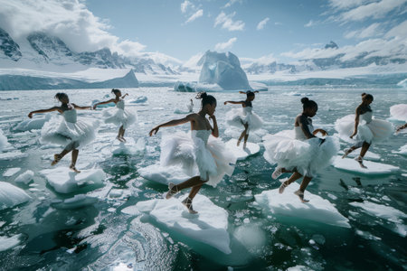 Beautiful ballerinas dancing in the ice of Glacier Lagoonの素材