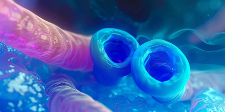 Helicobacter pylori bacterium, 3D illustrationの素材