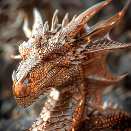 Dragon statue in the garden, Thailand. (Selective focus)の素材