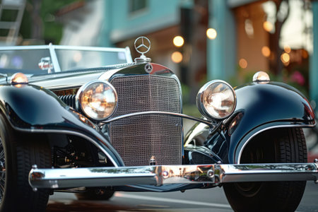 Vintage old american car on the street in the city.の素材