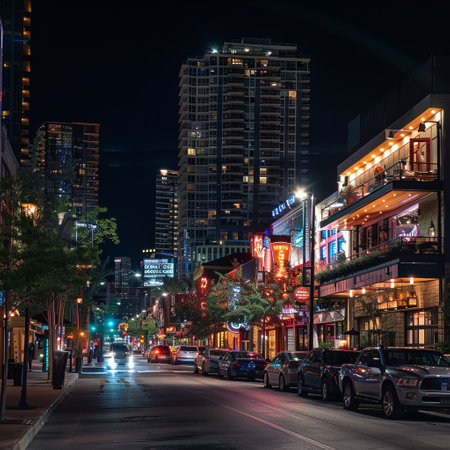 Streets of San Diego at night.の素材