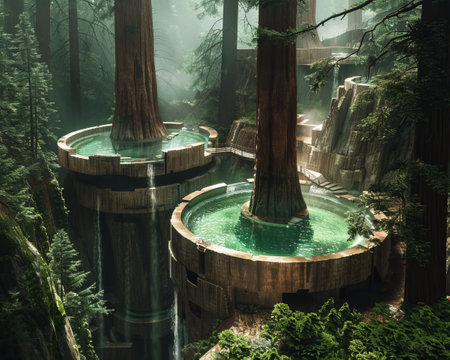 Redwood grove in Redwood National Park, California, USAの素材