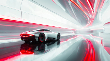 Car in the tunnel with motion blur background. 3d rendering.の素材