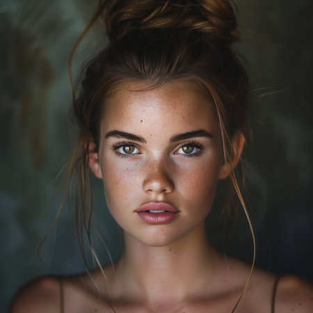 Portrait of beautiful young woman with natural make-up and hairの素材
