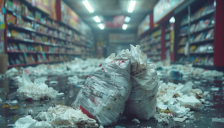 Garbage dump in the library. Selective focus and shallow depth of fieldの素材