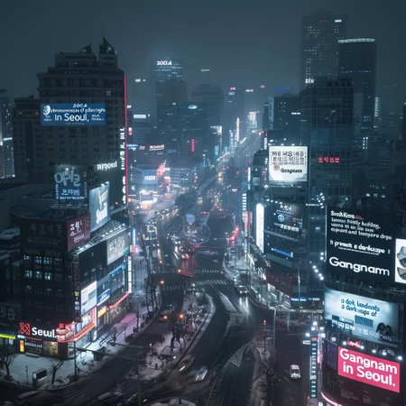 Shanghai cityscape at night with skyscrapers, Chinaの素材