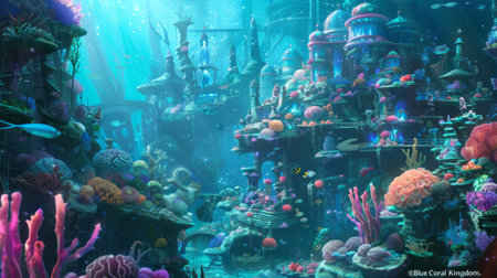 Tropical underwater aquarium with corals, algae and fish.の素材