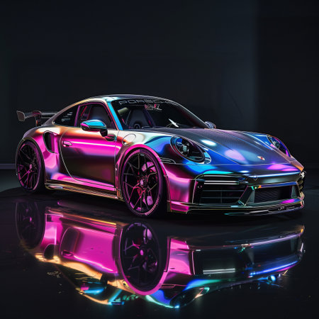 3D rendering of a brand-less generic concept car in studio environmentの素材