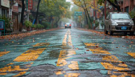 Rainy day in the streets of Boston, Massachusetts, USA.の素材