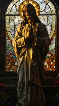 Statue of St. Francis of Assisi in the Basilica of the Sacred Heart of Jesus in Zagreb, Croatiaの素材