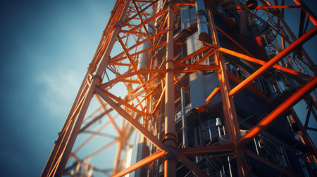 Detail of the structure of a construction site in the evening.の素材