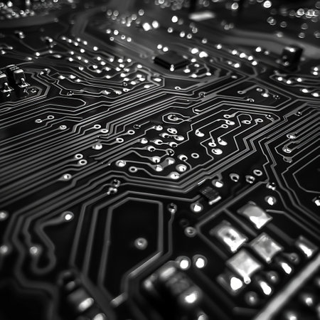 Close up of Electronic Circuits on Mainboard computer background. (logic board,cpu motherboard,Main board,system board,mobo)の素材