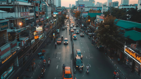 Traffic on the road in Bangkok.の素材