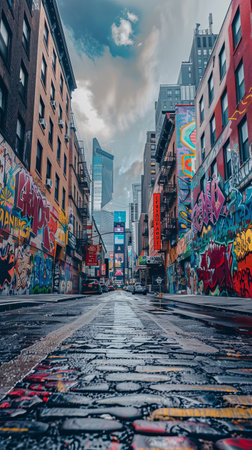 Street art in Lower Manhattan. Manhattan is the most densely populated of the five boroughs of New York Cityの素材
