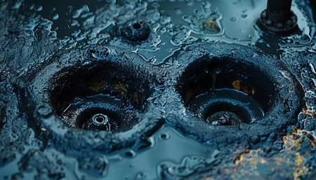 Close-up of water pipes in the oil and gas industry.の素材