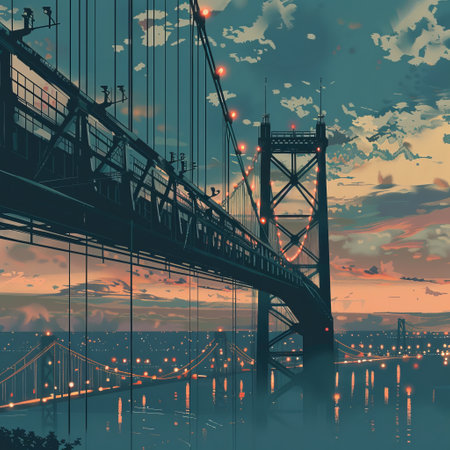 San Francisco Bay Bridge at sunset, California, United States of Americaの素材