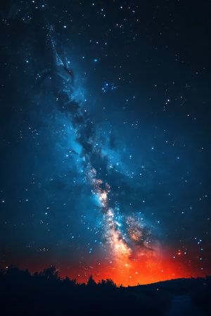 Night sky with stars and milky way. Elements of this image furnished by NASAの素材