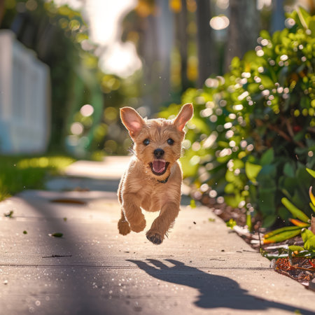 Cute little chihuahua puppy running in the garden.の素材