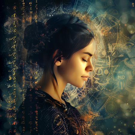 Portrait of a beautiful girl in a Gothic style on a dark background.の素材