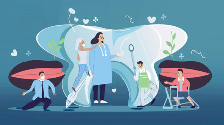 Dental clinic. Dentistry concept. Vector illustration in flat styleの素材