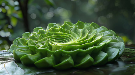 Close up of aloe vera leaf with dew drops.の素材