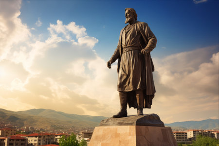 Statue of the famous Italian hero Giuseppe Garibaldi in Tbilisi, Georgiaの素材