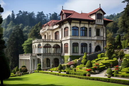 The beautiful villa in the mountains of the Caucasus. Georgia.の素材