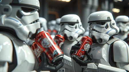 Close up of Lego Star Wars minifigures on display at Universal Studios.の素材