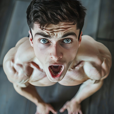 Portrait of a handsome young man with muscular body and strong handsの素材