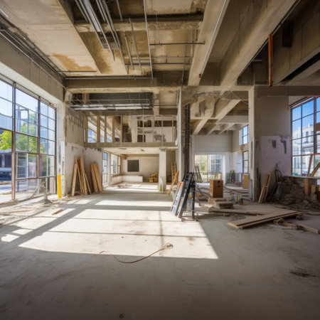 Interior of a new residential building. Renovation and construction.の素材