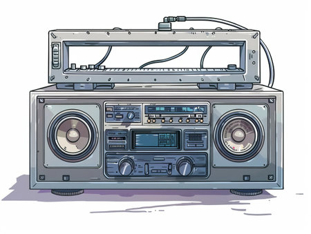 Retro radio vector illustration. Hand drawn vector illustration of retro radio.の素材