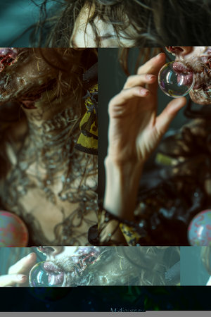 Collage with the image of a girl in the image of a witchの素材